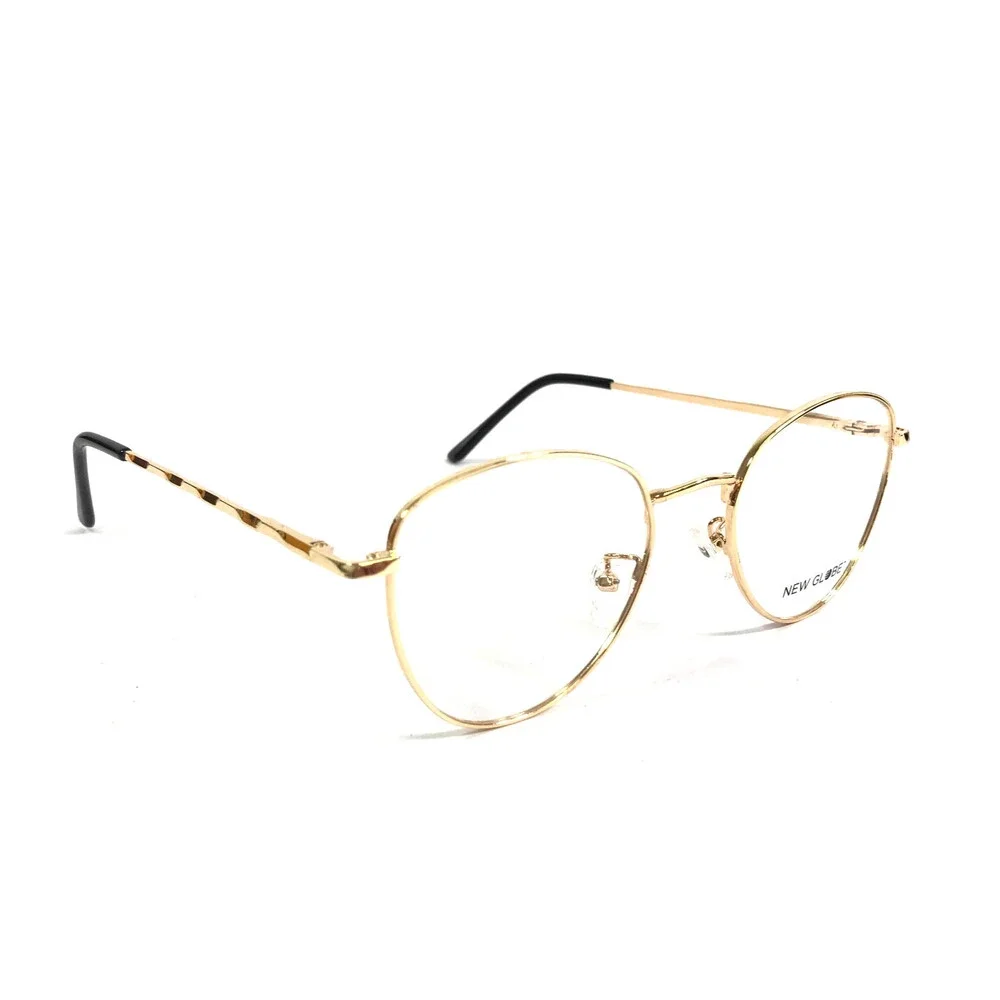 New Globe Eyeglasses Frames L5177 Shiny Gold Round Wire Rim 52-19-140